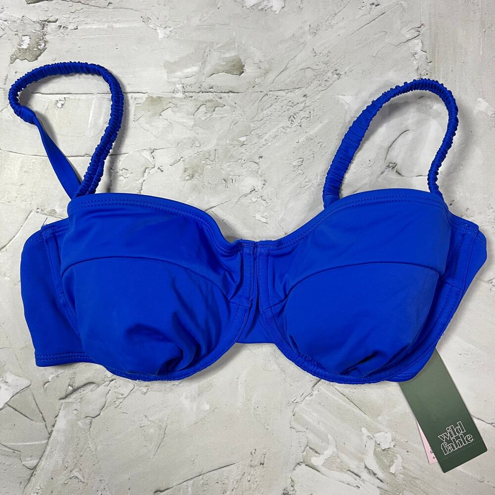 NEW Wild Fable Scrunchie Strap Underwire Bikini Top Size XL 16 Blue TARGET NWT